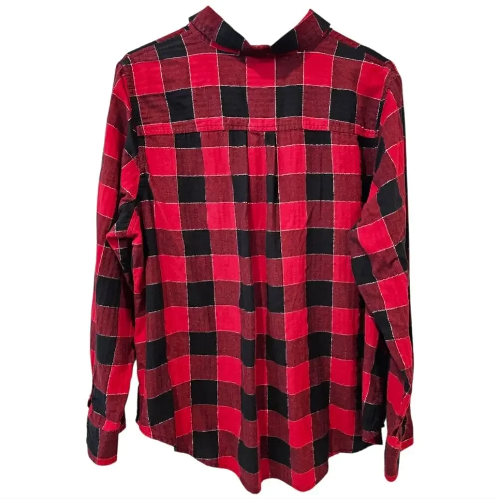 St. John's Bay Buffalo Plaid Button Up Long Sleeve Shirt Woman 1X